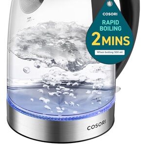 Cosori Electric Glass Kettle with Blue LED New, never used.